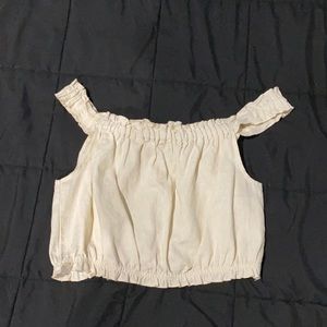 Cream Ruffled Crop Top